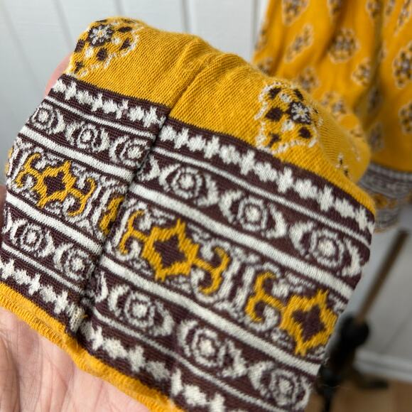 Free People Women Long Sleeve Knit Sweater Gold Fall Pullover Boho Hippie Small - Picture 4 of 8